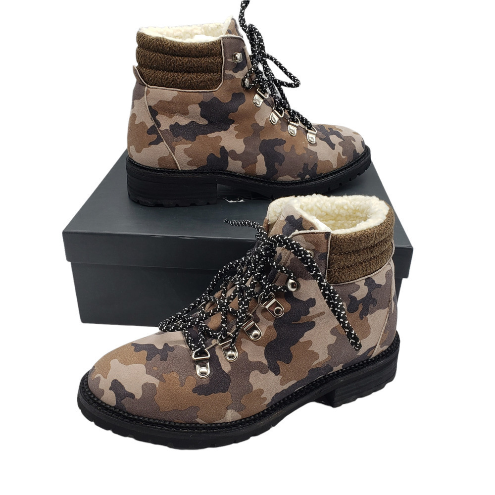 NEW Anthropologie Silent D Rexi Hiker Boots camo womens sz 38 7.5 8 green moto